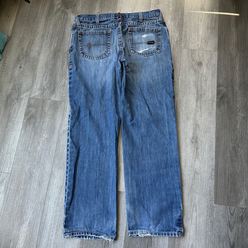 Ariat Work M3 Loose Fit Blue Distressed Jeans 36x34 fire resistant